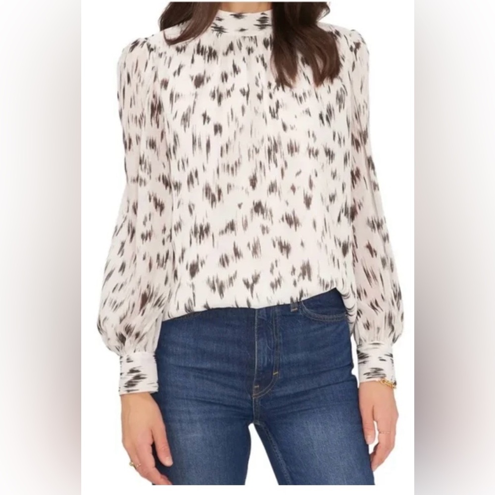 Vince Camuto White and Black Blouse